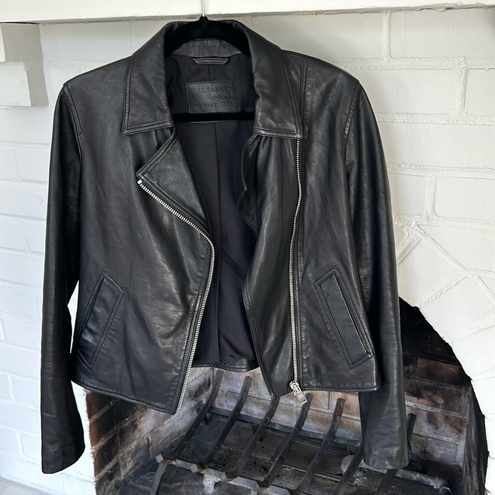 ALLSAINTS black leather Vela biker jacket